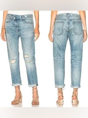 rag & bone Kit Kat Room Distressed Light Blue Straight Jeans